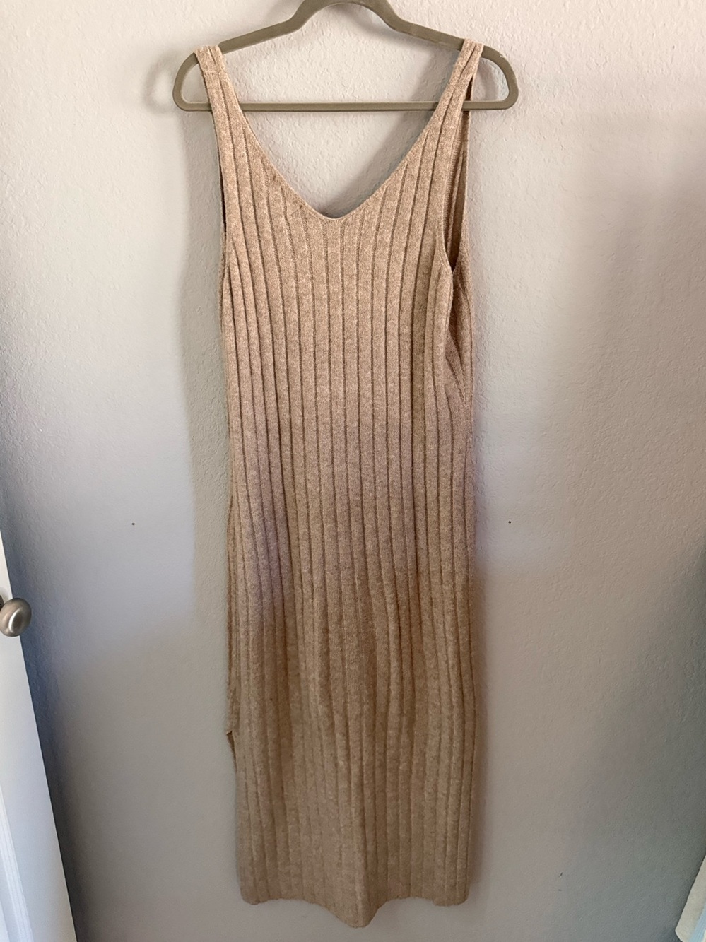 Universal Thread Beige Ribbed Knit Maxi Dress Large - Picture 2 of 2